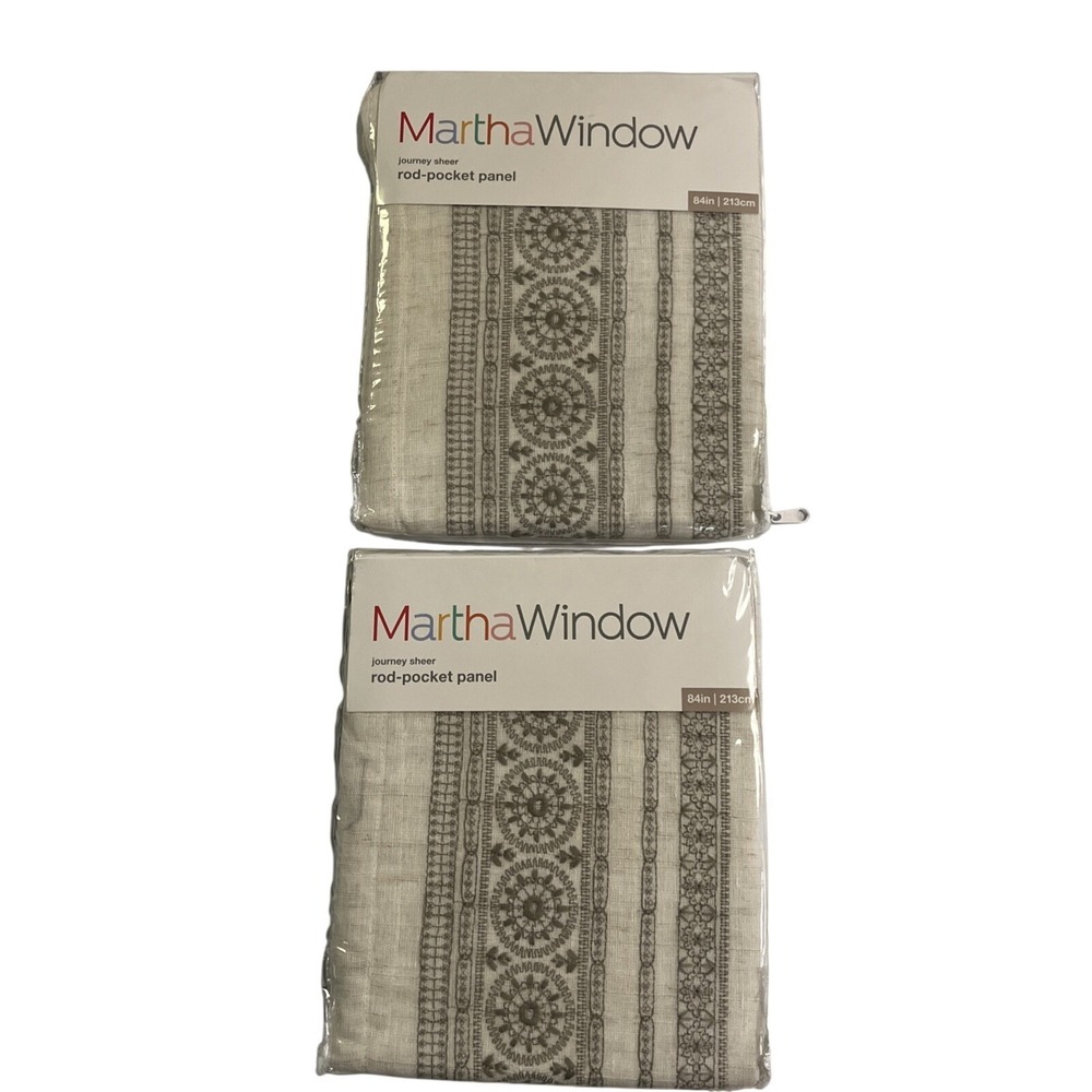 Martha Window‎ Journey Sheer Rod Pocket Panel Aluminum Khaki Set 50x84